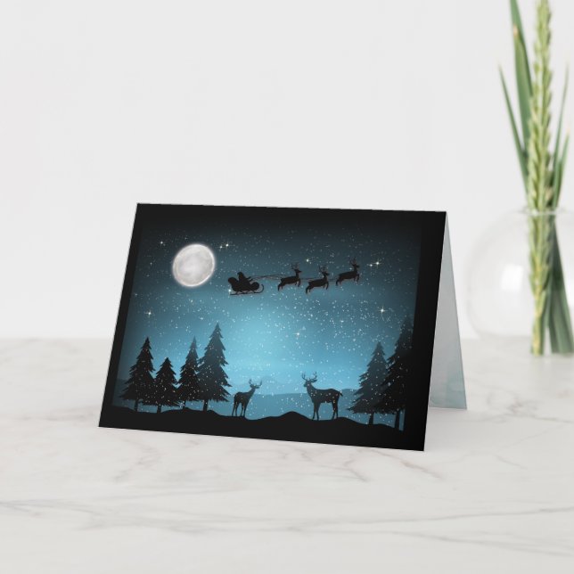 Carte Renne Adorable La Nuit (Devant)