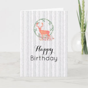 Carte Renne Bohème Rustique Anniversaire Aquarelle