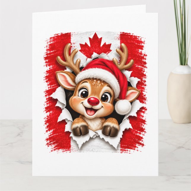 Carte Renne de Noël canadien (Devant)