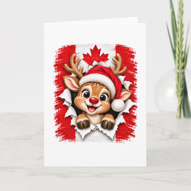 Carte Renne de Noël canadien (Devant)