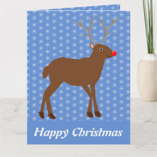 Carte Renne de Noël mignon avec nez rouge personnalisé