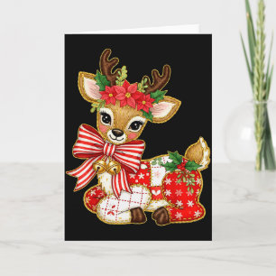 Carte Renne Patchwork Noël Fille Prépa Noël