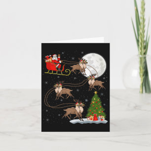 Carte Renne Santa Traîneau Volant Drôle Magique Noël