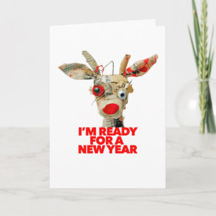 Carte Renne stressé drôle BONNE ANNÉE humour