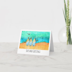 Carte Rennes de Noël côtiers Salutations et Mers
