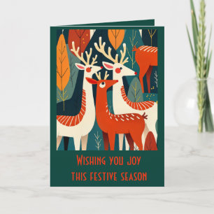 Carte Rennes de Noël Rétro Moderne Kitsch