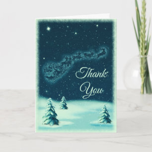 Carte Rennes tirant le Père Noël Merci pour Noël