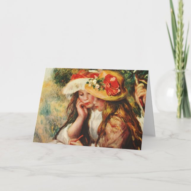 Carte Renoir Two Girls Reading in the Garden (Devant)