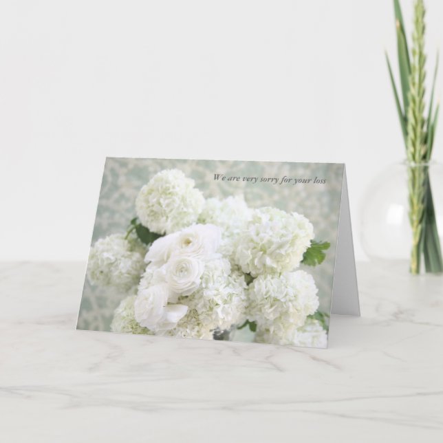 Carte Renoncule blanche et hortensias de condoléances (Devant)