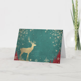 Carte Renouveau à huile d'or sur chute de neige verte