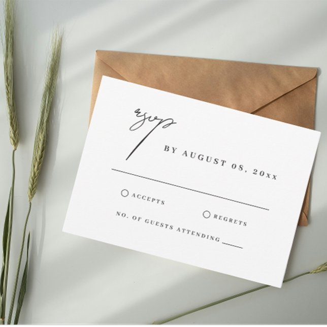 Carte Réponse de mariage avec illustration aquarelle de  (Créateur téléchargé)