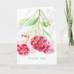 Carte Réponse du mariage eucalyptus rose rouge merci
