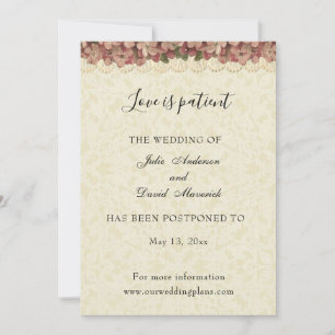 Carte Report mariage Nouvelle Date Vintage religieux