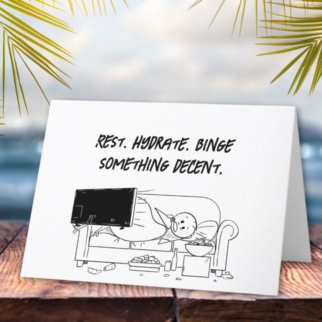Carte Repos, Hydrate, Binge Stickman Se Bien (Créateur téléchargé)