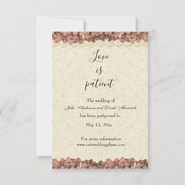 Carte Repostage mariage Nouvelle Date Floral Religieux (Devant)