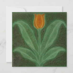 Carte Repro Jaune Tulipe Verte Art Nouveau Tile