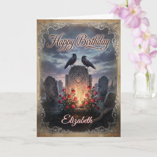Carte Requiem du corbeau gothique : Vœux d'anniversaire