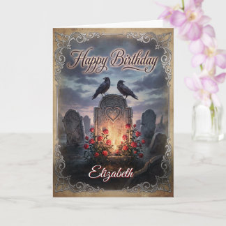 Carte Requiem du corbeau gothique : Vœux d'anniversaire 
