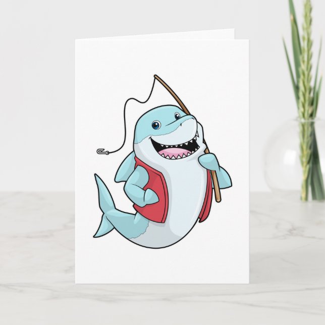 Carte Requin à la pêche avec canne à pêche (Devant)