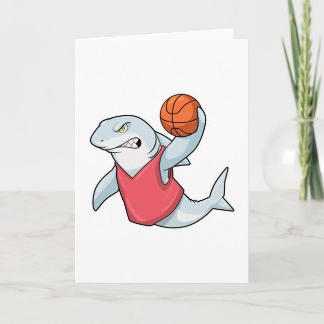 Carte Requin au sport avec le basket-ball (Devant)