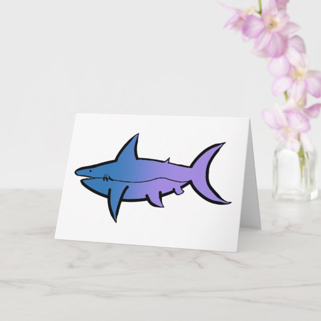 Carte Requin bleu et violet personnalisable (Orchidée)