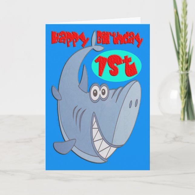 Carte Requin bleu premier anniversaire (Devant)