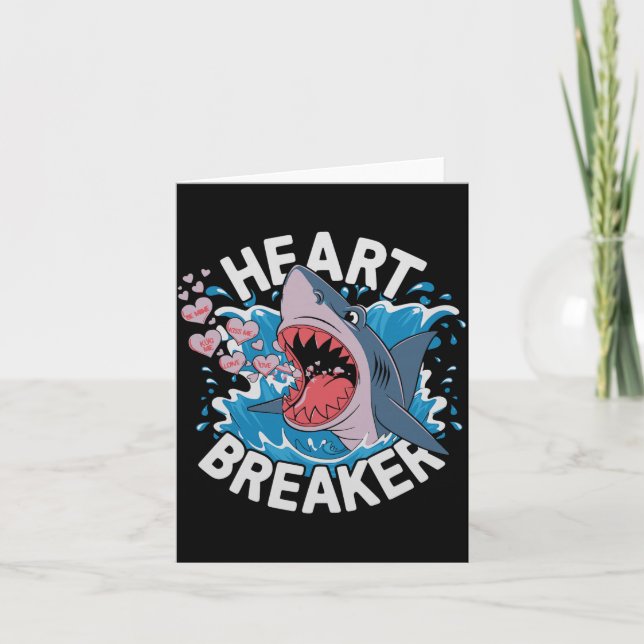 Carte Requin Briseur de Cœurs Mignon Design Amusant d'Am (Devant)