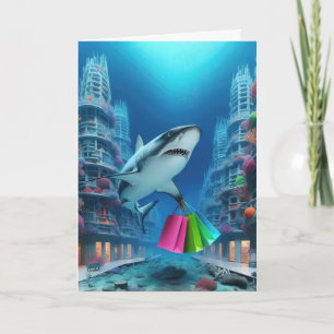 Carte Requin D'Anniversaire Avec Sacs Commerciaux