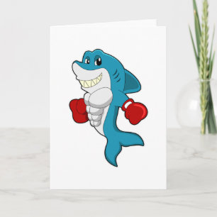Carte Requin en boîte avec gants de boxe