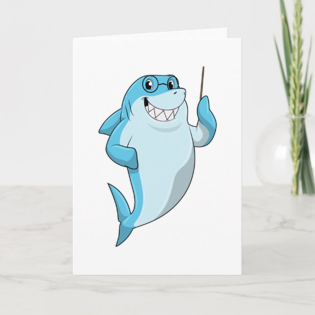 Carte Requin en professeur avec pointeur (Devant)