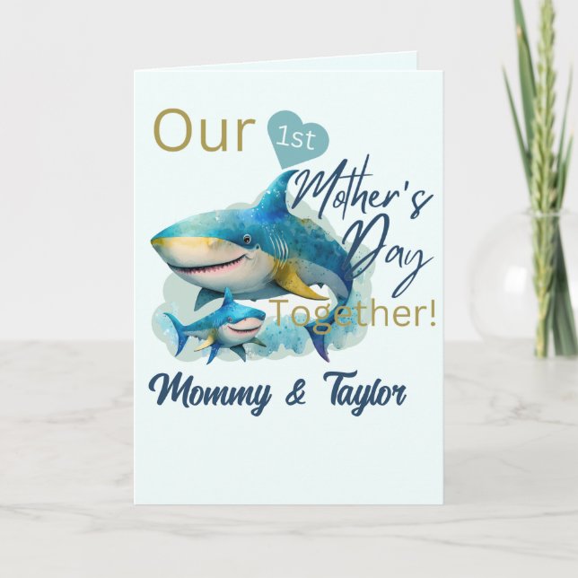 Carte Requin et bébé : Premier jour de la fête des Mères (Devant)