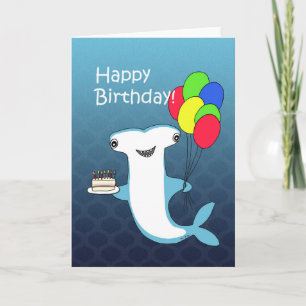Carte requin marteau avec ballons à gâteau drôle anniver