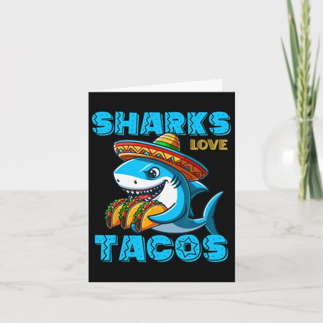 Carte Requin Mexicain Drôle Manger Tacos Nourriture Amou (Devant)