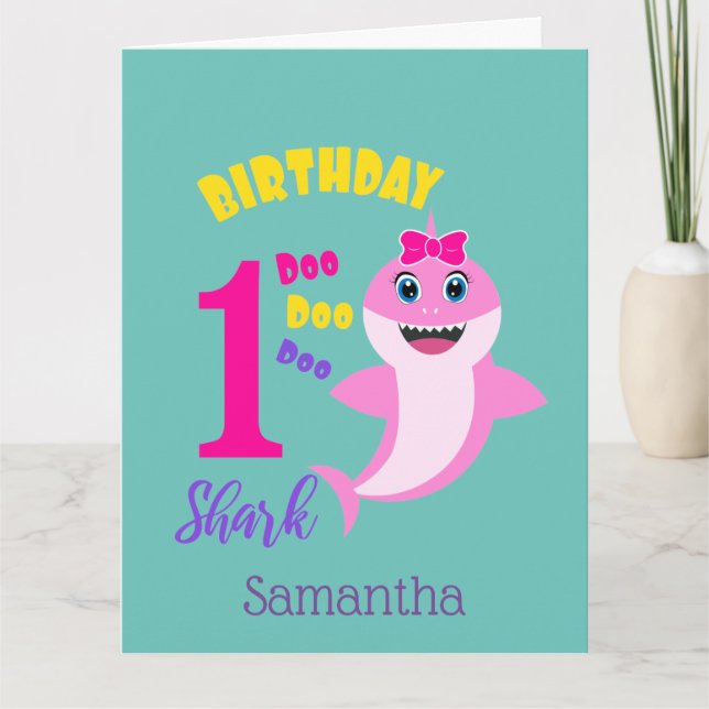Carte Requin mignon 1er anniversaire (Devant)