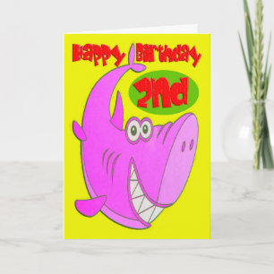 Carte Requin rose deuxième anniversaire