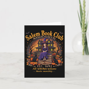 Carte Réservation Halloween Éffrayant Vintage Salem Book