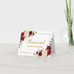 Carte Réservé Ajoutez votre plaque Mariage de texte ou v