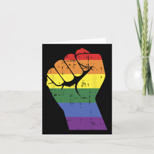 Carte Résiste Poing Retro Arc-En-Ciel Main Gay Lgbt Prid