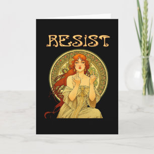 Carte Résister Art Nouveau Mucha Anti-trump Femmes Fémin