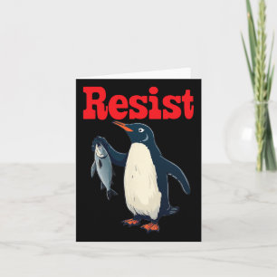 Carte Résister Penguin tenir une manifestation de poisso