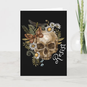 Carte Résistez Subtil Anti Trump Crâne Floral Botanique