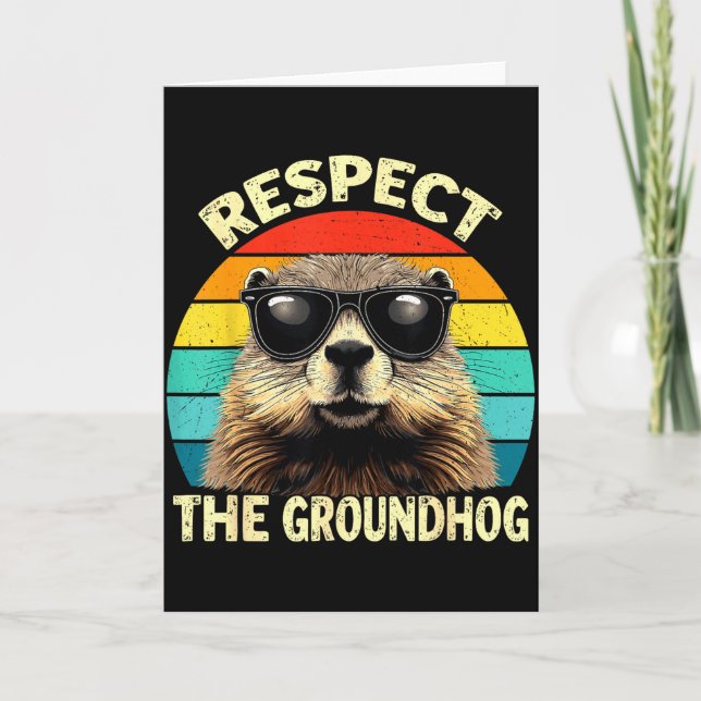 Carte Respect The Groundhog Lover Vintage Animal Ground  (Devant)