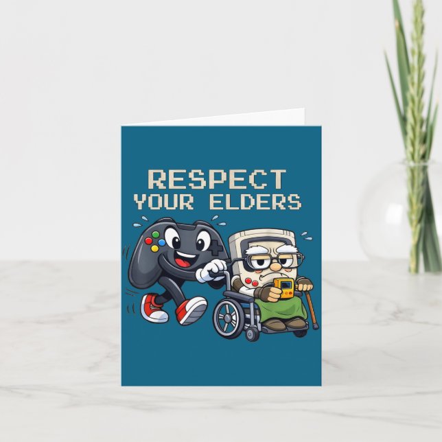 Carte Respect Your Elders Gaming Control Retro Funny Gam (Devant)