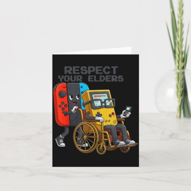Carte Respect Your Elders Gaming Control Retro Funny Gam (Devant)