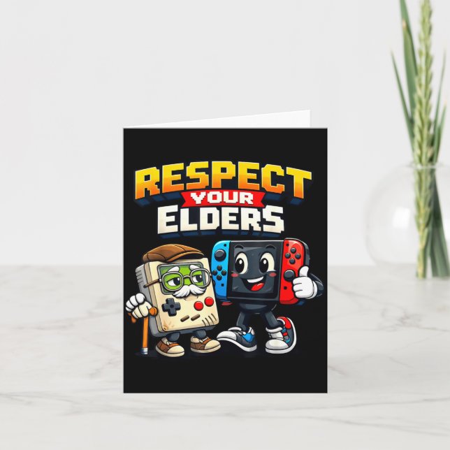 Carte Respect Your Elders Retro Gaming Funny Gamer Contr (Devant)