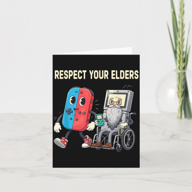 Carte Respect Your Elders Retro Gaming Funny Gamer Contr (Devant)
