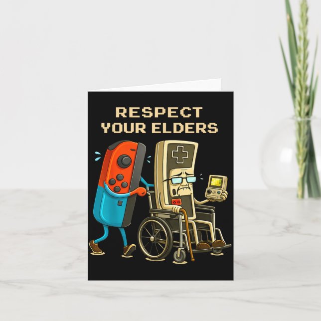 Carte Respect Your Elders Retro Gaming Funny Gamer Contr (Devant)