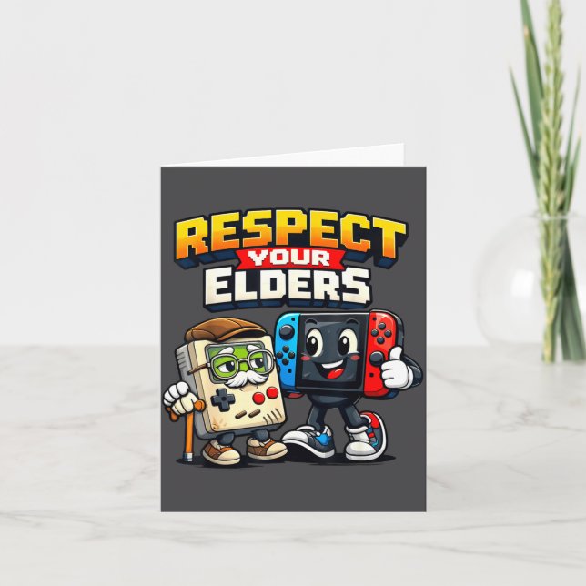 Carte Respect Your Elders Retro Gaming Funny Gamer Contr (Devant)