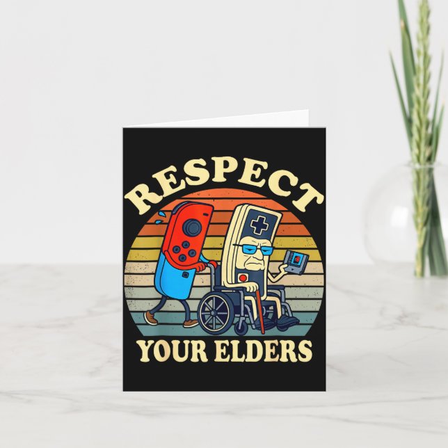 Carte Respect Your Elders Retro Gaming Funny Gamer Contr (Devant)