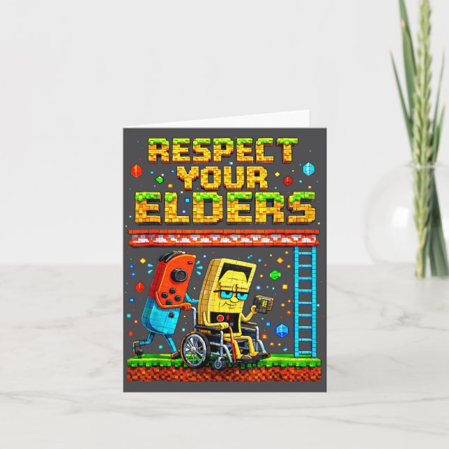 Carte Respect Your Elders Retro Gaming Funny Gamer Contr (Devant)